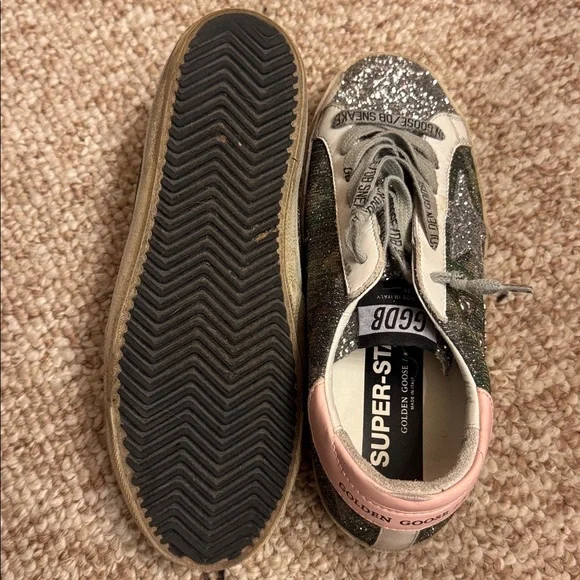 Golden Goose Glitter Low-Top Sneakers in Silver